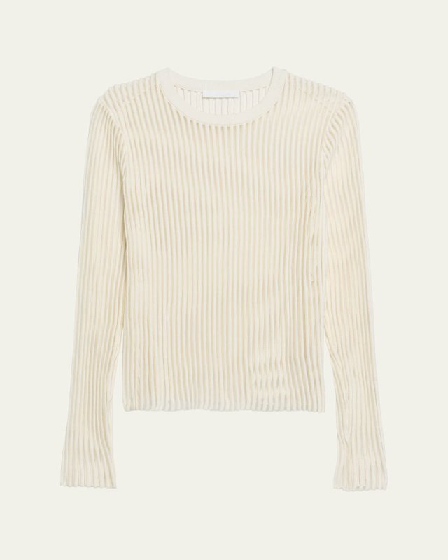 Sheer Stripe Crewneck Top